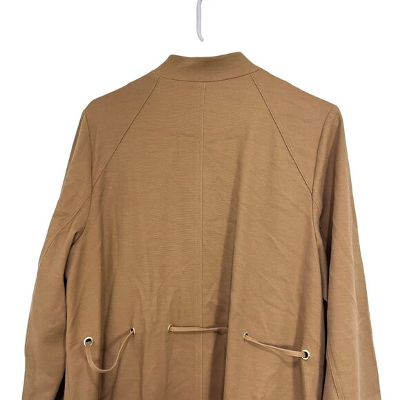 Chicos Brown Button-Front Utility Jacket Drawstring Waist & Zipper Pockets SZ 2 - Picture 13 of 14